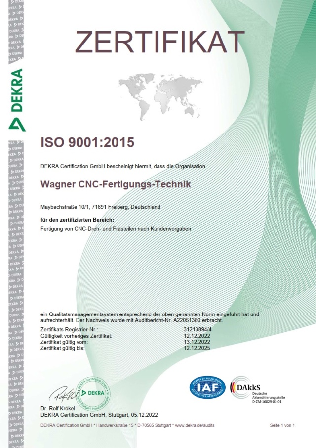 Zertifikat RZ ISO 9001 2015 2022 2025 B640